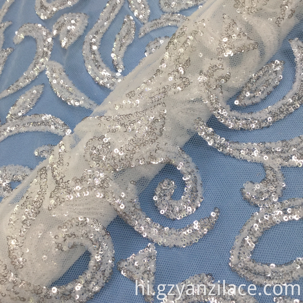 white crystal sequin fabric 